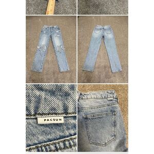 Pacsun womens acid wash mom jeans sz 25 high waist distress blue jeans